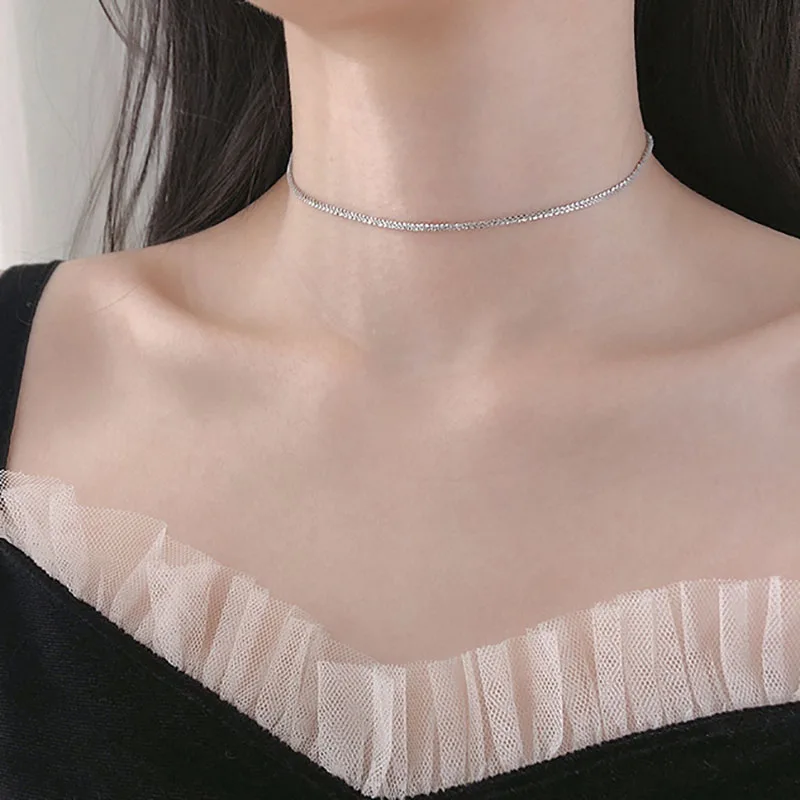 Минималистичное серебряное ожерелье Foxanry сверкающее ожерелье-чокер