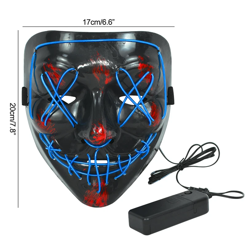 

LED Halloween Mask Luminous Glow In The Dark Mascaras Party Costume Cosplay Masques Horror Props Neon light Masquerade