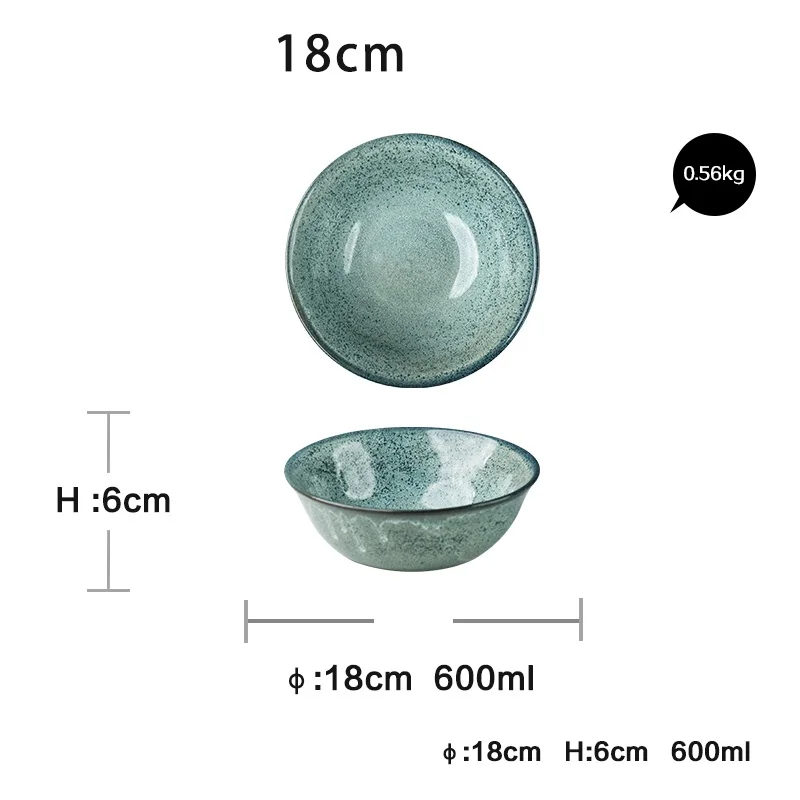 Креативная керамическая миска для супа кухонная посуда темно зеленая Салатница