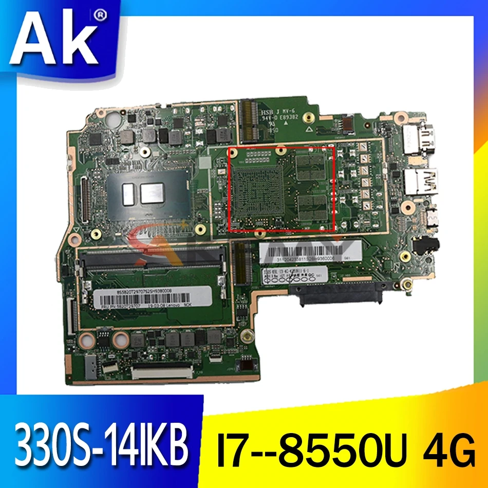 

330S-KBL-MB для материнской платы ноутбука Lenovo 330S-14IKB, материнская плата ЦПУ, 10000/RAM, 4G, 100% протестированная работа