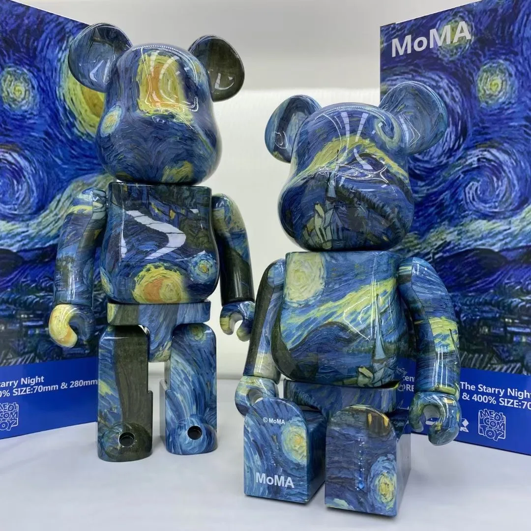 

New Sell Bearbricklys 400% 28cm Starry Night Pvc Action Figures Blocks Bear Doll Decoration Models Friends Toys Christmas Gift