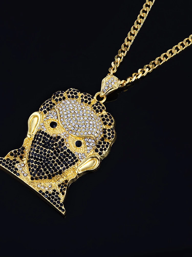 

Anztilam Punk Style Head Masked Large Pendant Necklaces Hip Hop Jewelry Steampunk Gold Long Chain Statement Necklace Gifts
