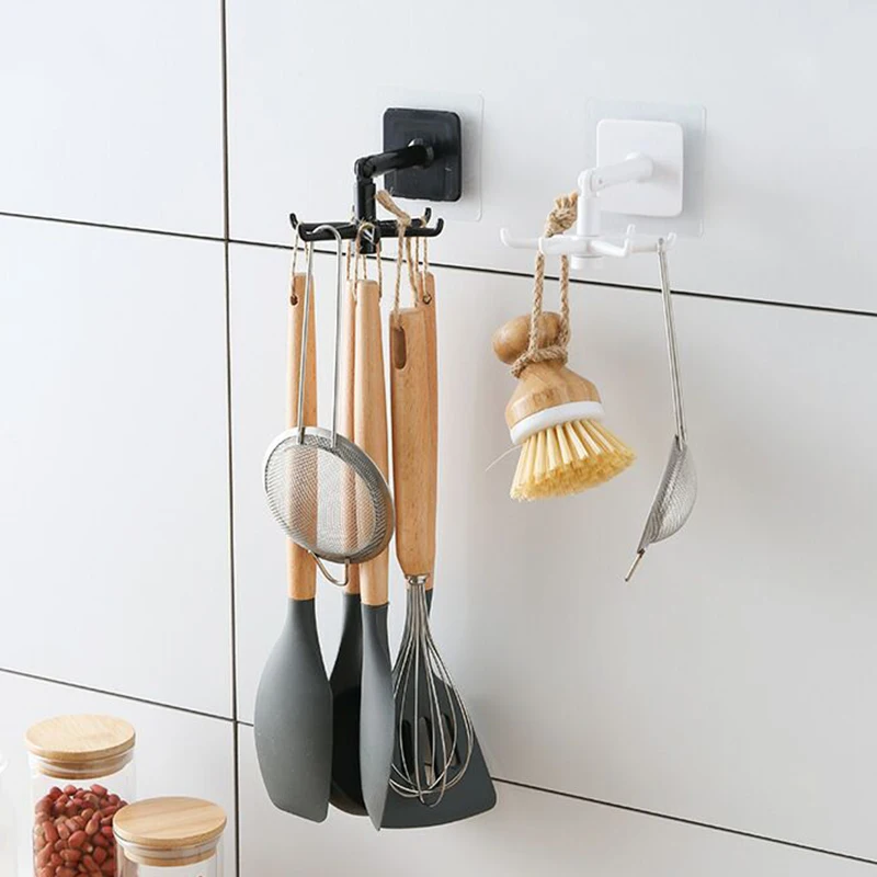 

kitchen Rotating storage hook Punch-free wall storage rack shelf bathroom hanger spatula spoon Cookware utensils organizer
