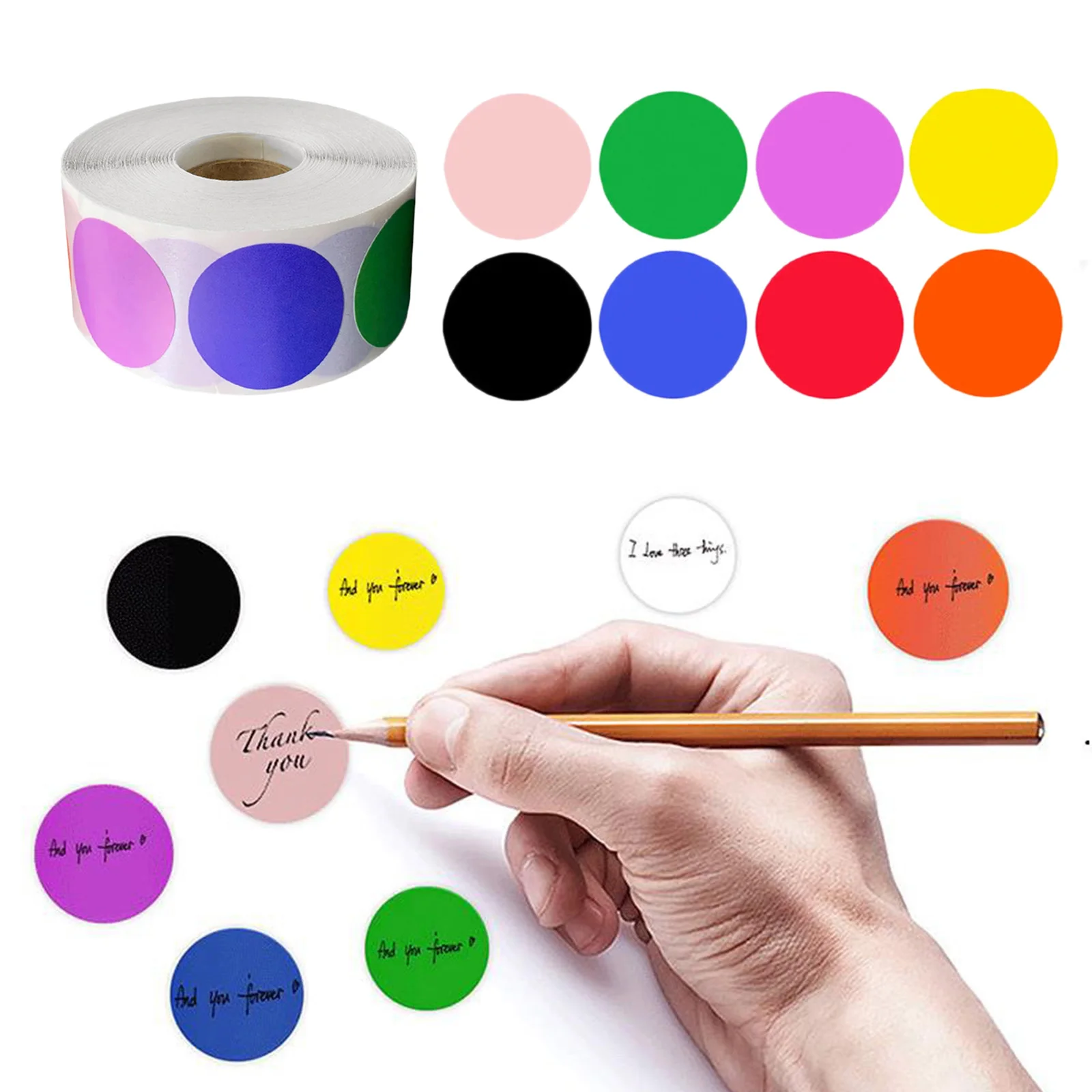 

1 Inch Round Removable Color-Code Dot Stickers, 500 Pack, Labels