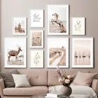 Пляжная лошадь Одуванчик тростниковый олень линии Цитата скандинавские стены Искусство Холст живопись плакаты и принты картинки для декора гостиной