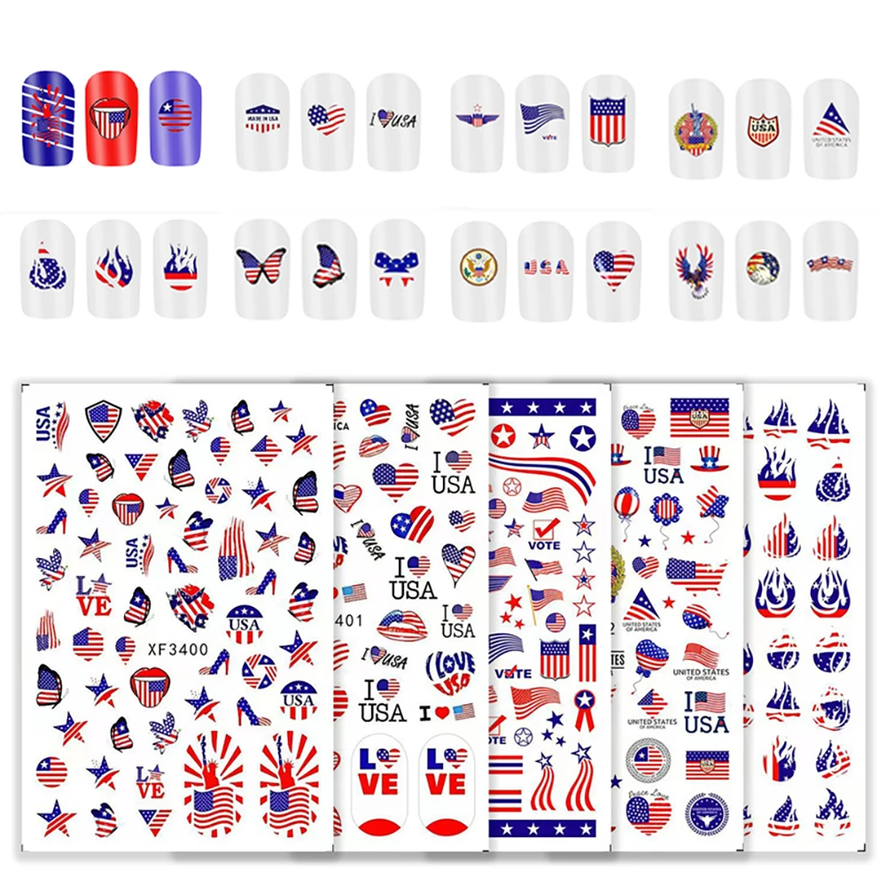 8 шт./компл. 3D наклейки на ногти с флагом Национальный день сделай сам маникюрные