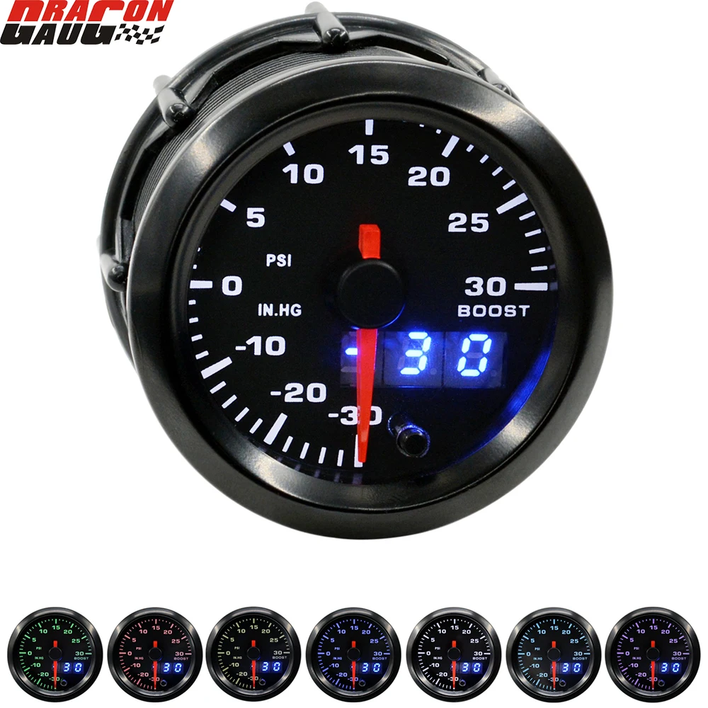 

Dragon 52mm High Speed Stepper Motor 7 Colors LED Dual Display Racing Car Turbine Boost Gauge PSI Instrument Meter Free Shipping