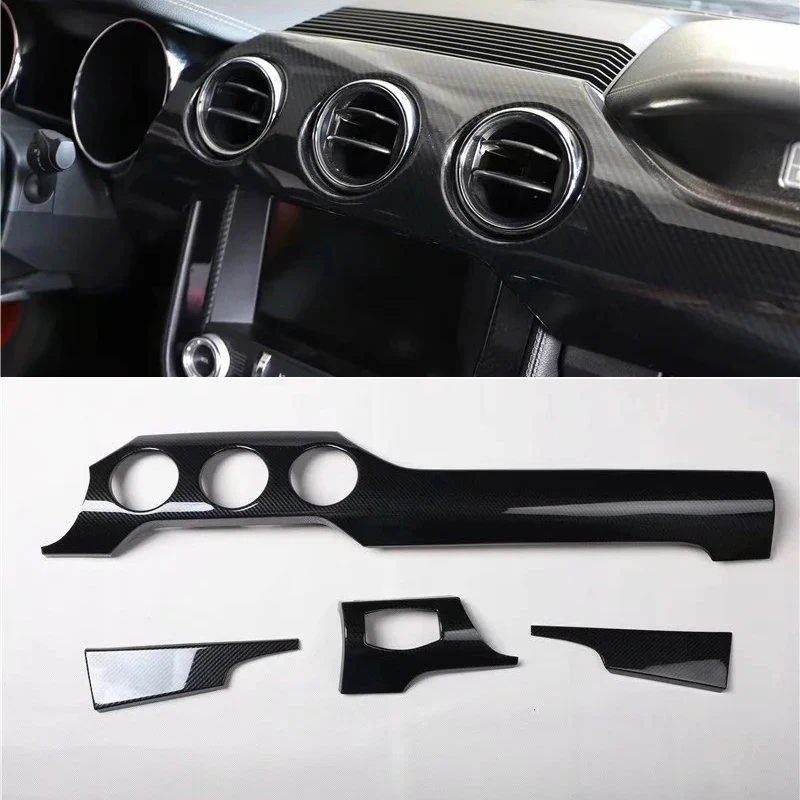 Cubierta de moldura para Panel de salpicadero de coche, accesorio de fibra de carbono ABS, para Ford Mustang 2015-2020, izquierda/derecha, estilismo de coche, 4 unidades