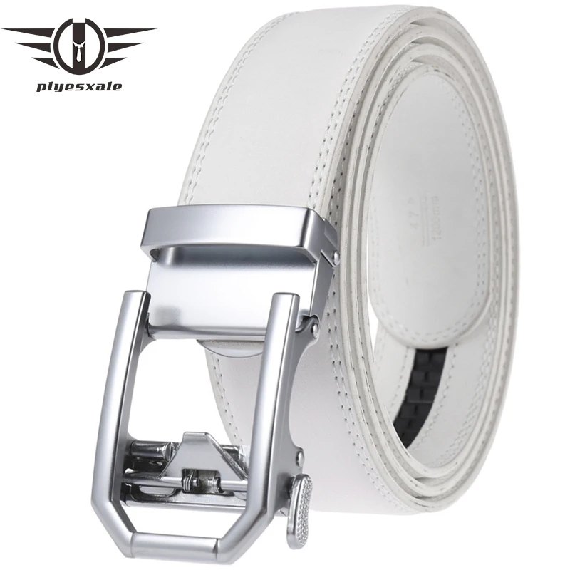 

Black White Leather Belts For Men Brand Stylish Good Quality Durable Mens Belts Casual 3.5cm Width Automatic Waist Belt Man B726