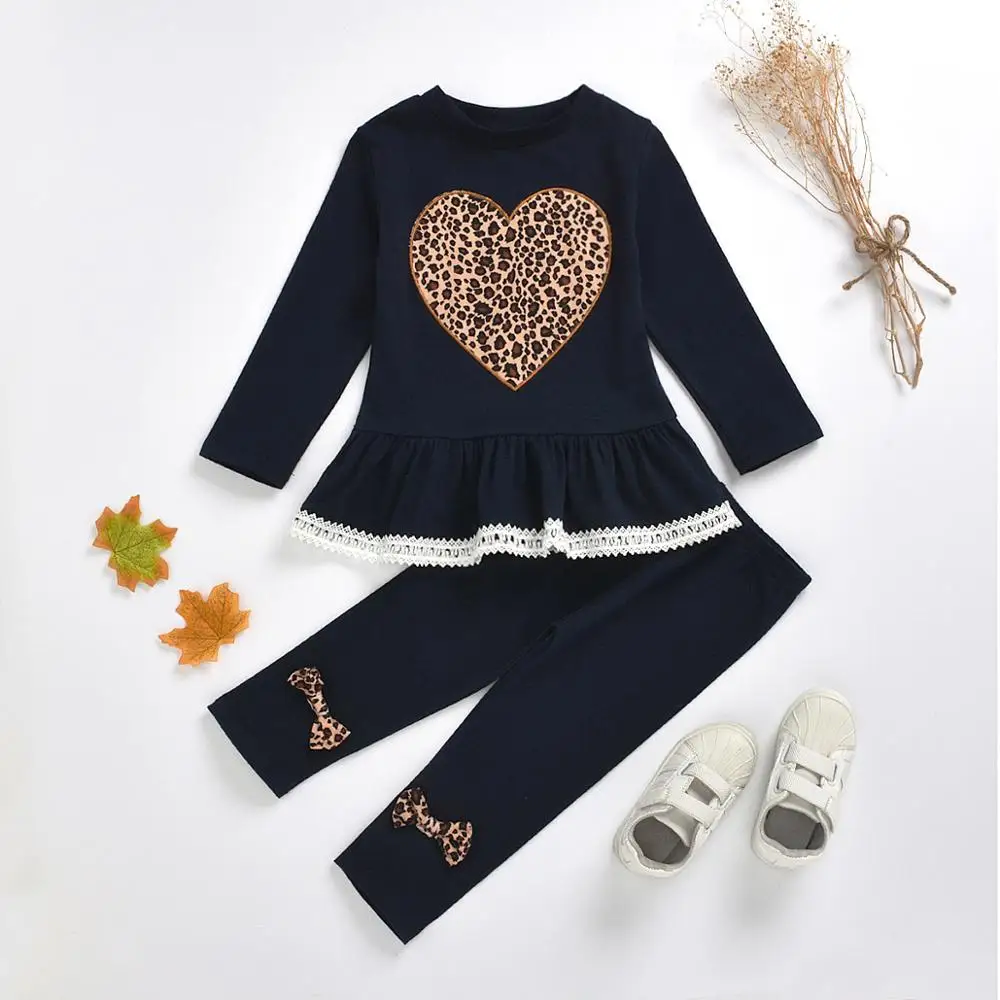 

Autumn Baby Girls Clothes Leopard Kids Clothes Sets Long Sleeve Top+Pants Toddler Girls Outfit Tracksuit Suit Children Clothes