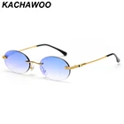 Очки солнцезащитные Kachawoo в ретро стиле для мужчин и женщин, круглые солнечные очки без оправы, зеркальные синие, в металлической оправе, подарок на Новый год, 2021
