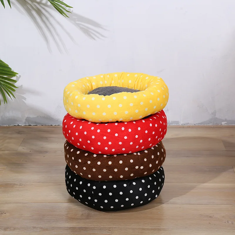

Pet Dog House Round Bed Warm Long Plush Dot Cat Sofa Home Decoration Accessories For Small Medium Large Dog 5 Sizes New