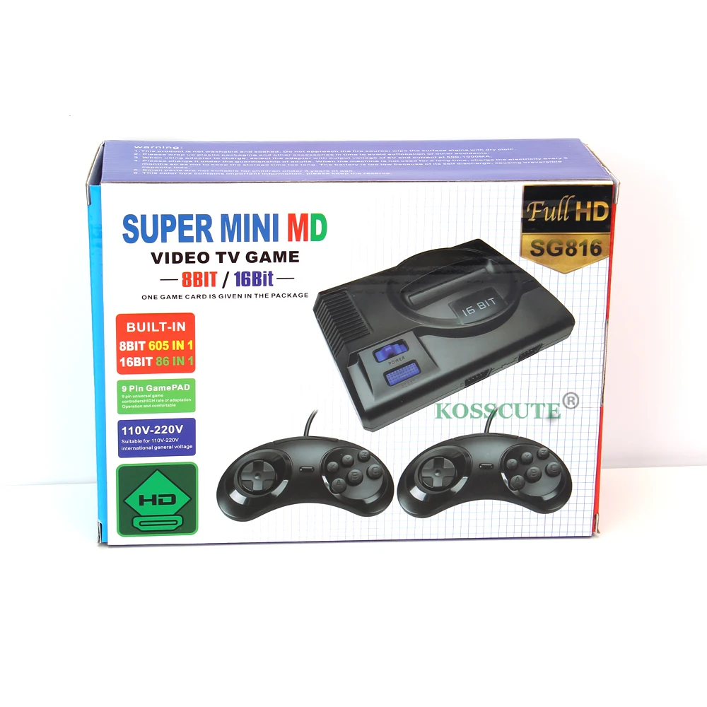 Новинка Супер ретро мини ТВ Видео Игровая приставка SG816 для Sega Mega Drive MD 16 бит 86 игр 8