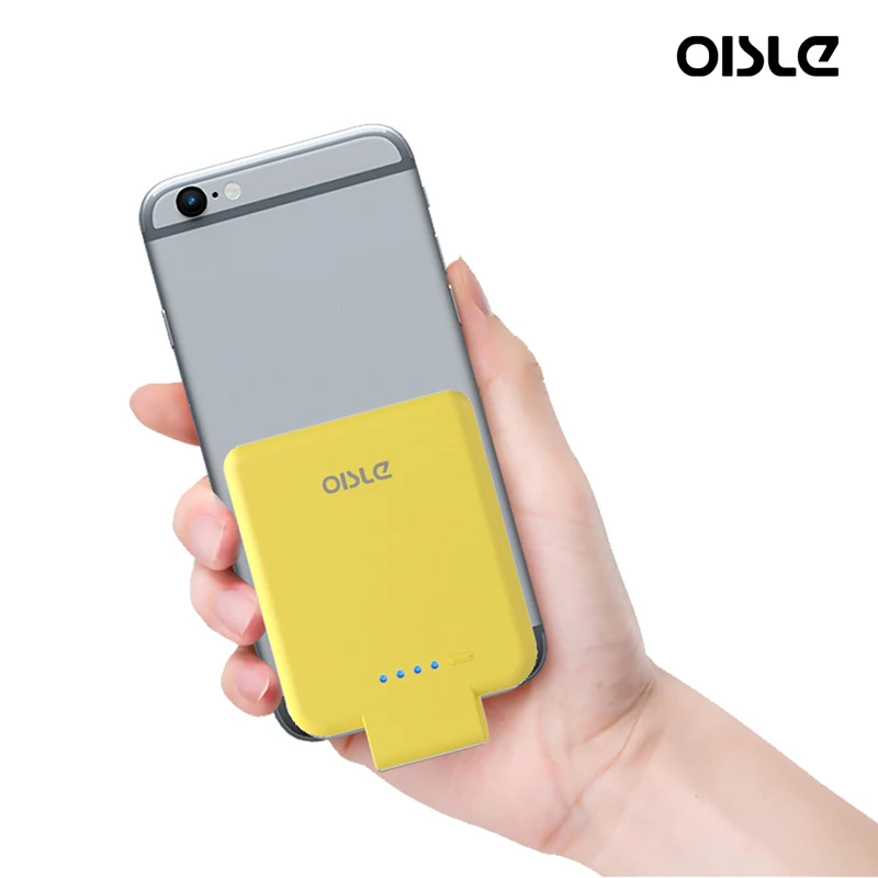 Yellow 2800 мАч милый вставленный внешний аккумулятор с беспроводной приемник QI для iPhone 6 7 8/S X XR мини Встроенный чехол для зарядного устройства - Цвет: Yellow