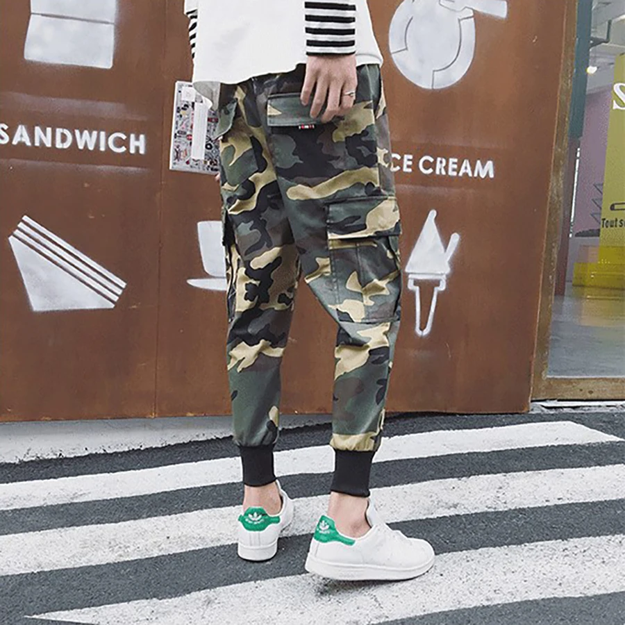 Гарем карго Мужские штаны для бега хип хоп тактические модные камуфляжные брюки