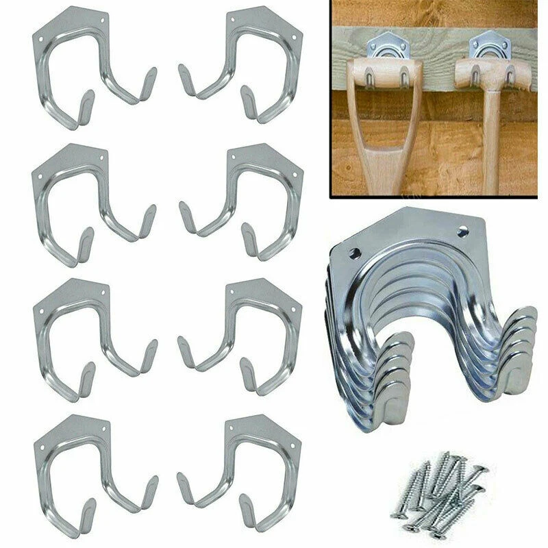 

10 Pcs Wall Hook With 20pcs Screws Metal Tool Storage Wall Hooks Double Hanger Holder Hanging Hooks Garden Garage Wall Storage