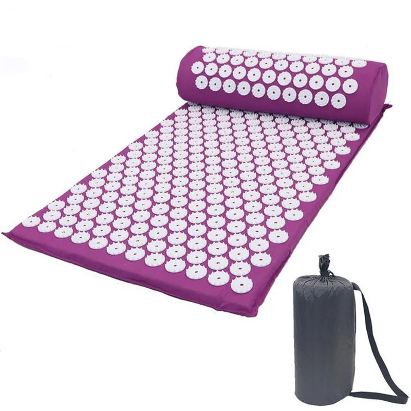 

66*42cm Massage Mat Acupressure Mat Yoga Mat Spike Acupuncture Mat Foot Cushion With Pillow Relieve Back Body Pain Tool 20#33