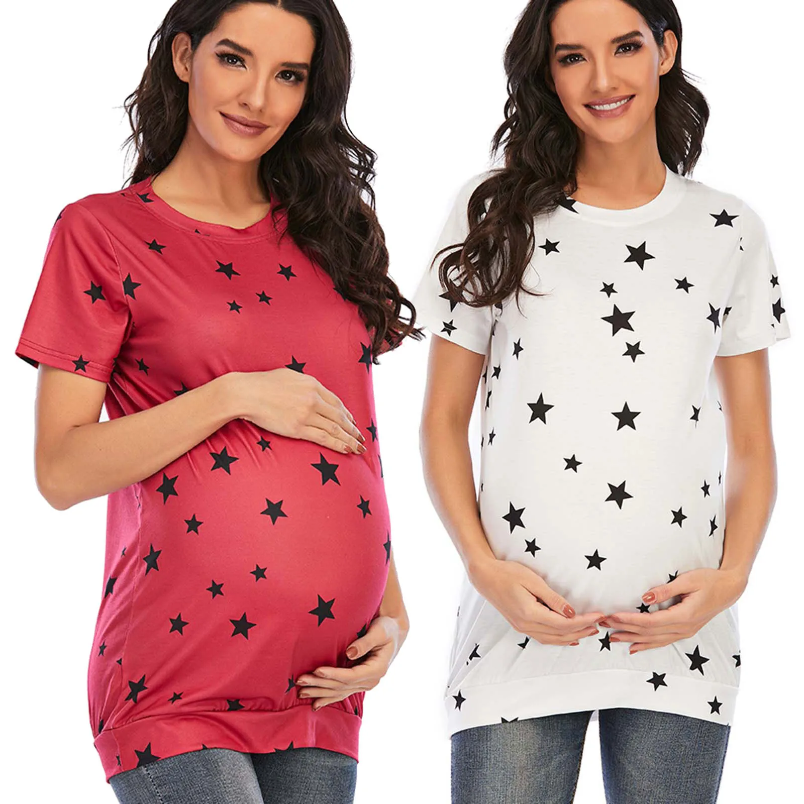 

Baby Loading 2022 Women Printed Pregnant Women Short-sleeve Printing Top Maternity T-shirt Plus Size Maternity Wear