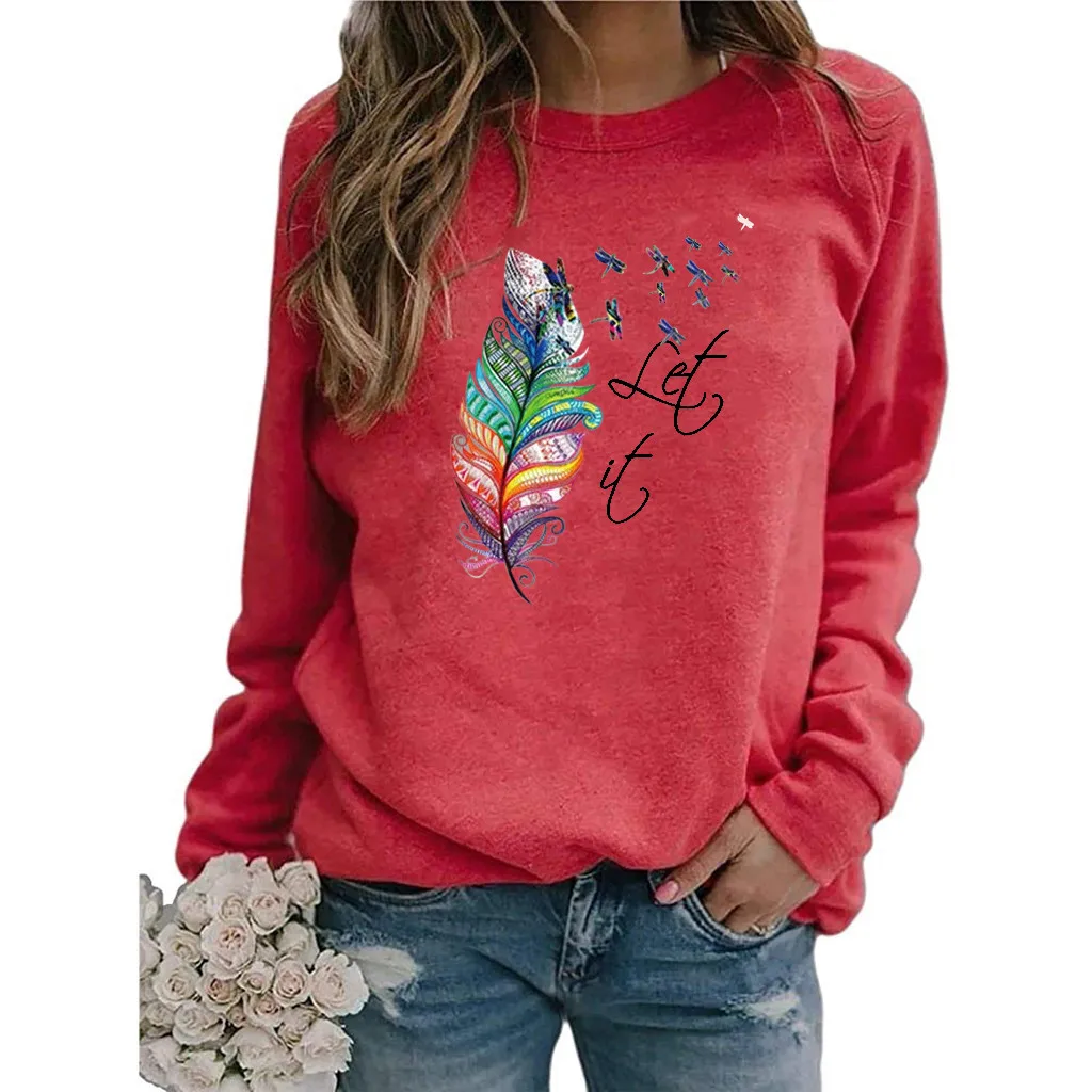 Women Casual Printing Long Sleeve Sweatshirt Pullover Shirts Top Blouse Kawaii Sudaderas Capucha Harajuku Худи Оверсайз