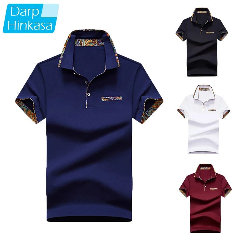 Мужская рубашка поло DARPHINKASA хлопковая с коротким рукавом Повседневная большого
