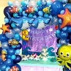 Ocean world тема Подводное царство животное темно-синие воздушные шары-гирлянды комплект День рождения украшения для вечеринки в честь будущего рождения ребенка, 101 шт