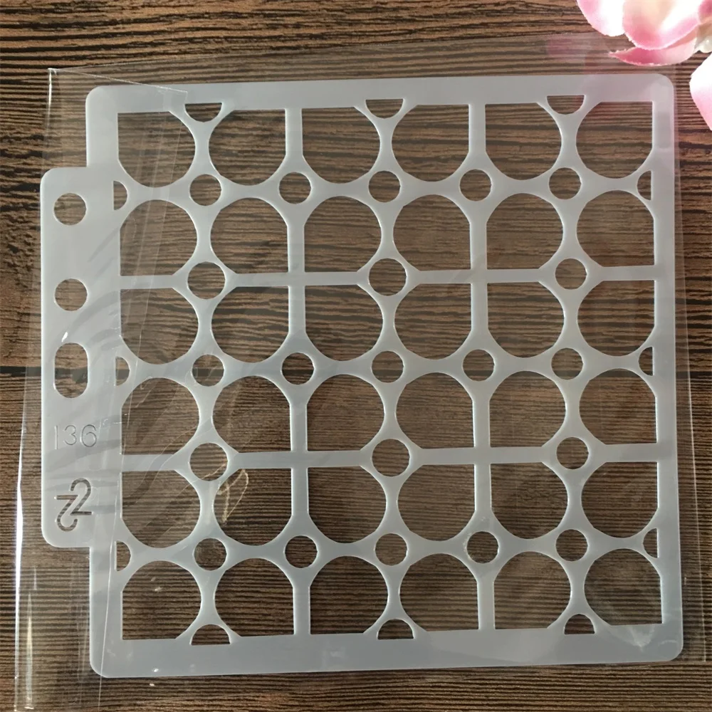 

14*13 см круглые геометрические трафареты для самостоятельного нанесения слоев, настенная живопись, строительный шаблон