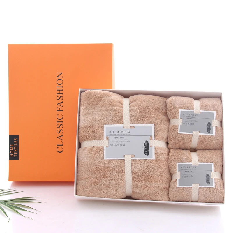 

Креативное мягкое Подарочное полотенце из кораллового флиса, банное полотенце, полотенце из трех предметов, набор банных полотенец, подаро...