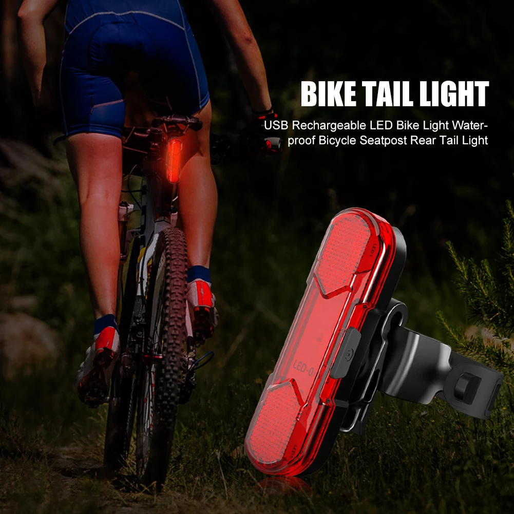 USB Rechargeable LED Sepeda Lampu Tahan Air Seatpost Sepeda Belakang Ekor Peringatan Lampu