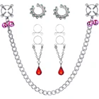 Поддельные кольца для сосков, кольца для сосков без пирсинга, кольца для сосков, кольца для сосков из нержавеющей стали, цепочка, имитация пирсинга