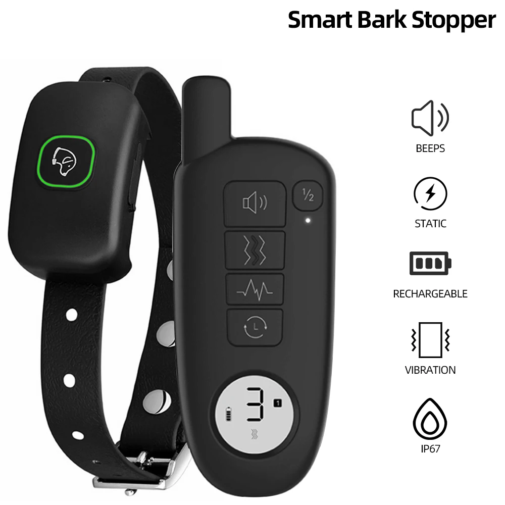 

Dog Training Collar 1000ft Range Shock Vibration Sound Pet Remote Control Waterproof Dog Stop Barking Tool Rechargeable 33%off