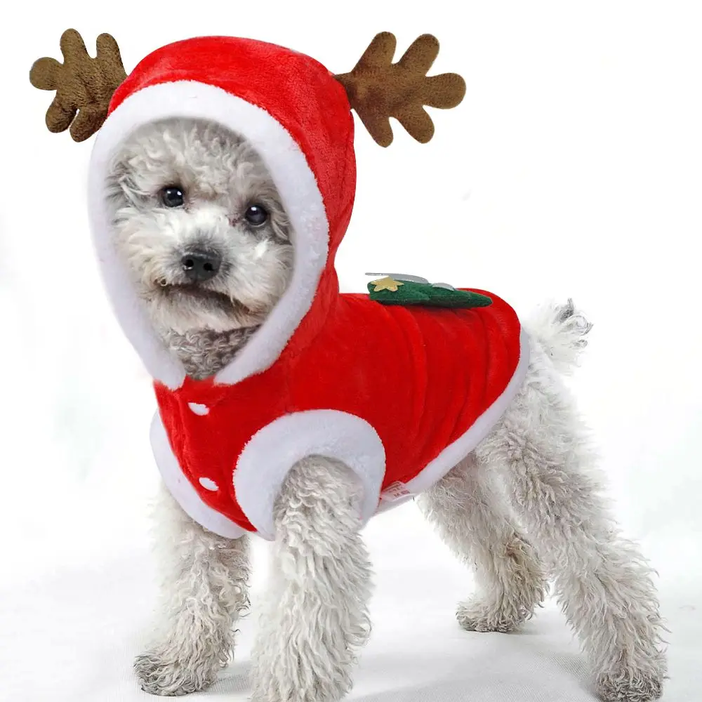 

Pet Dog Puppy Santa Shirt Christmas Clothes Costumes Warm Jacket Coat Apparel