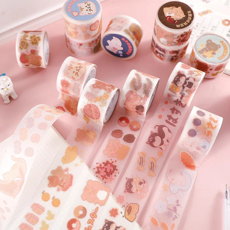 

3M Cartoon Small Animal Series Washi Tapes Frosted Pvc Stickers Adhesive Masking Tape Cute Color Diary Side Decor Planner Tape