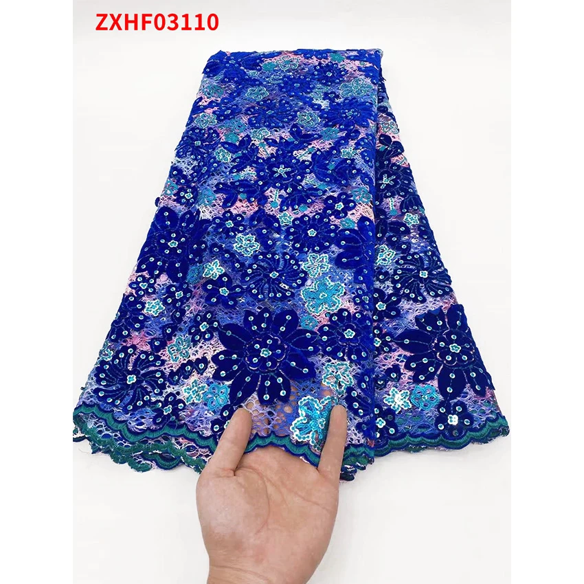 

Dragonfly Style French Lace Sequins African Nigerian Fine ​​Tulle Eco-Friendly Textiles Woman Wedding Fabric ZXHF03110 F