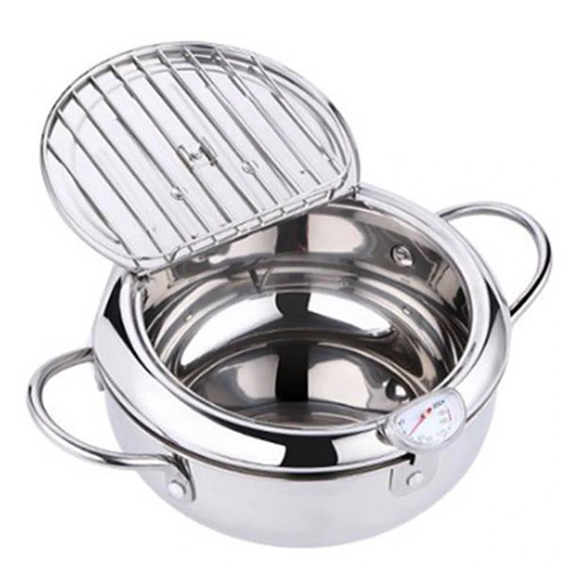 

Kitchen Deep Frying Pot Thermometer Tempura Fryer Pan Temperature Control Fried Chicken Pot Cooking Tools