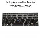 Клавиатура с подсветкой, сменные клавиатуры Z30T для Toshiba Z30T-A Z30T-B, Z30T-C, американский английский, черный, серебристый, рамка, указатель G83C000G35US