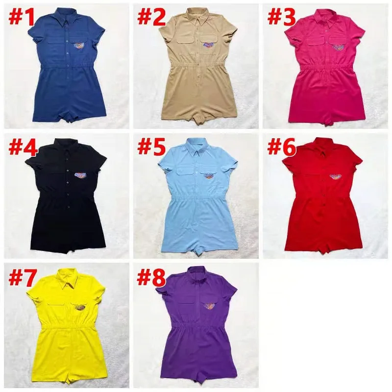 

Combinaison Femme Summer Casual Loose Jumpsuit Two-Pocket Print Short-Sleeved Overalls Rompers Women Fashion Elegant Jumpsuits