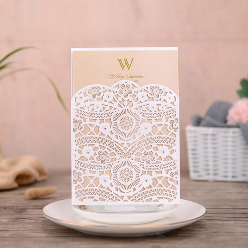 1 шт. элегантная Лазерная открытка на свадьбу приглашения кружевные открытки