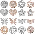 6 шт.лот кнопки-застежки со стразами 18 мм 20 мм Серебряный цвет розовое золото сердце цветок кнопки подходят для ювелирных изделий DIY