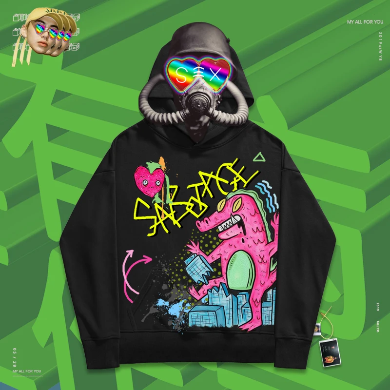 Детский свитер в стиле хип хоп творческий толстовки пара наклейки с принтом