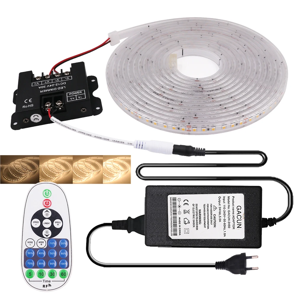 DC12V Светодиодный светильник с диммером IP67 Водонепроницаемый 2835 120 светодиодов/м