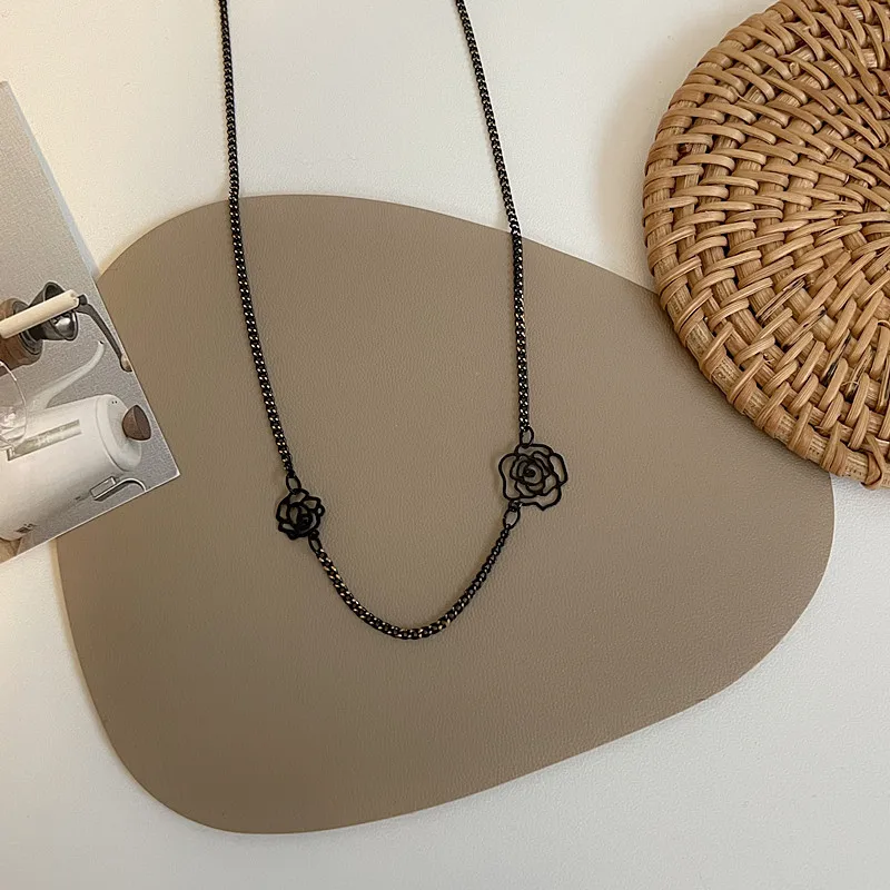 Ожерелье SRCOI с цветком розы милое крутое колье до ключиц вечерние тное
