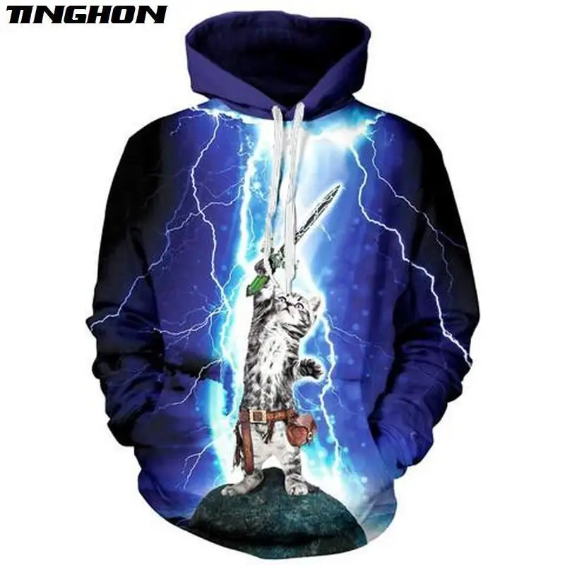 

XS-7XL Summer Fashion Men Women T Shirt Animal Cat Hero Funny 3D Print Casual Hooded Jacket Hoodies Sweatshirts