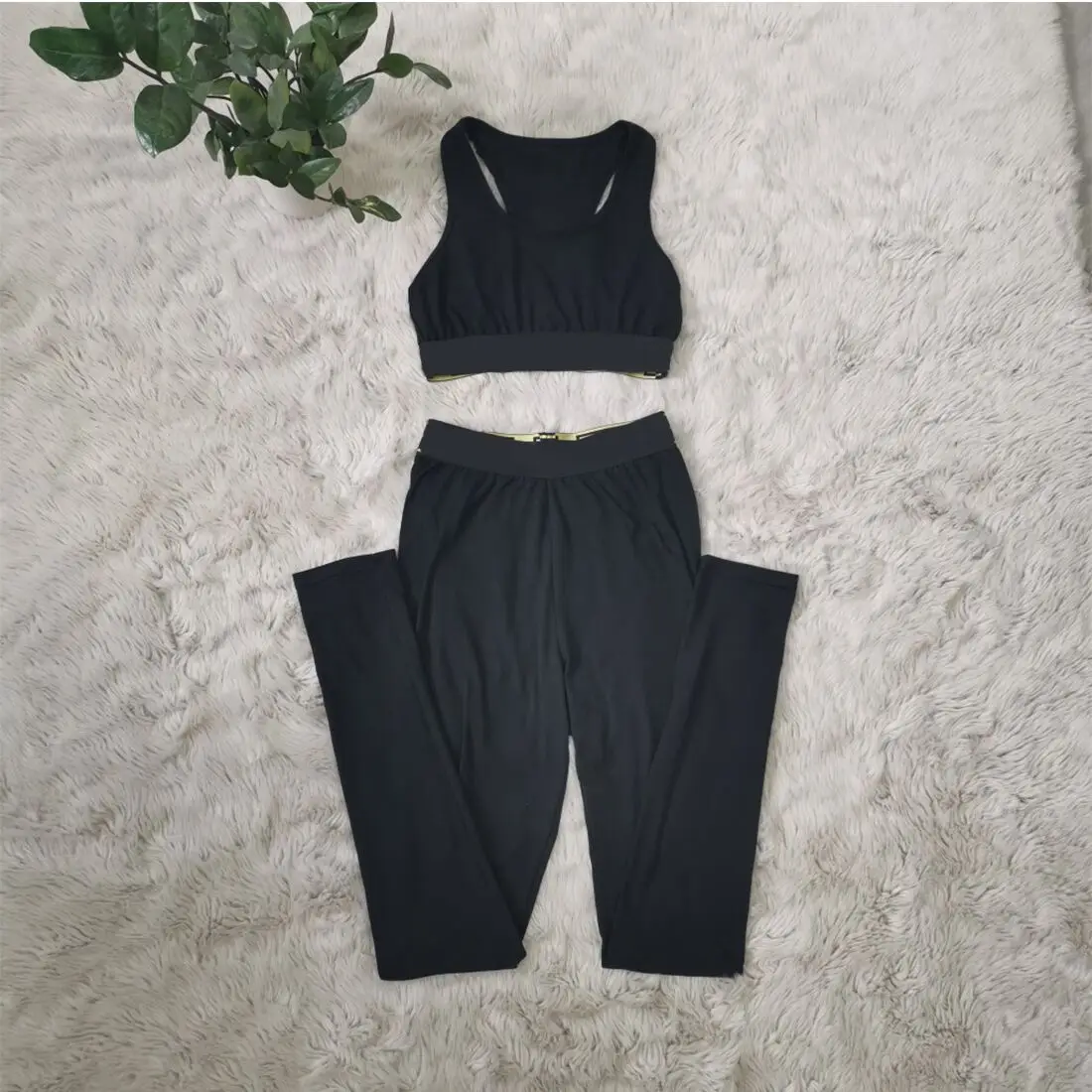 

Coolhappy 2021 Women 2 Pieces Set Fitness Tracksuit Sleeve Crop Top+Leggings Fashion Sportswear Outfits
