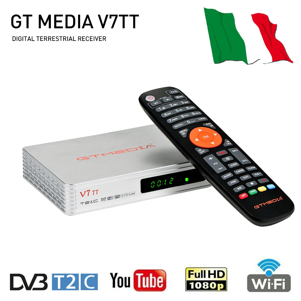 Горячая Распродажа для Италии GTMEDIA V7TT спутниковый ТВ ресивер DVB T2/C тюнер H.265 HEVC 10