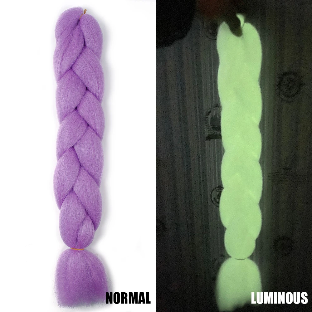 Neon Glowing Hair Florescent Light Braiding Hair Synthetic Jumbo Braids Shining Hair in the Darkness 24inch 100g kanekalon - Цвет: #4