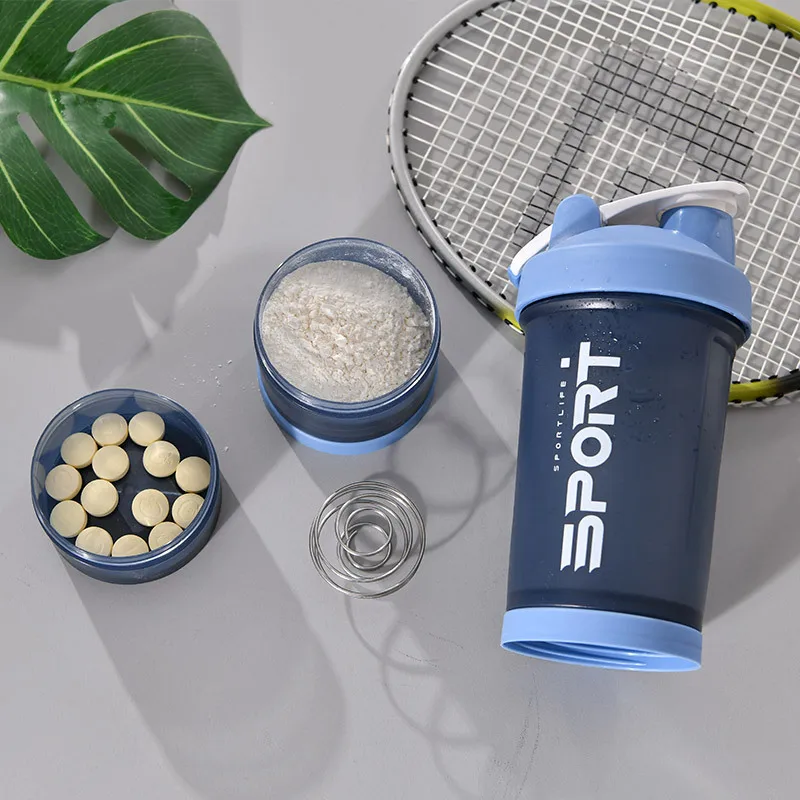 

Water Bottle Sport Plastic Portable Water Bottle Three-Layer Shaker Cup Sports Protein Bottle Outdoor Sport Camping Supplies