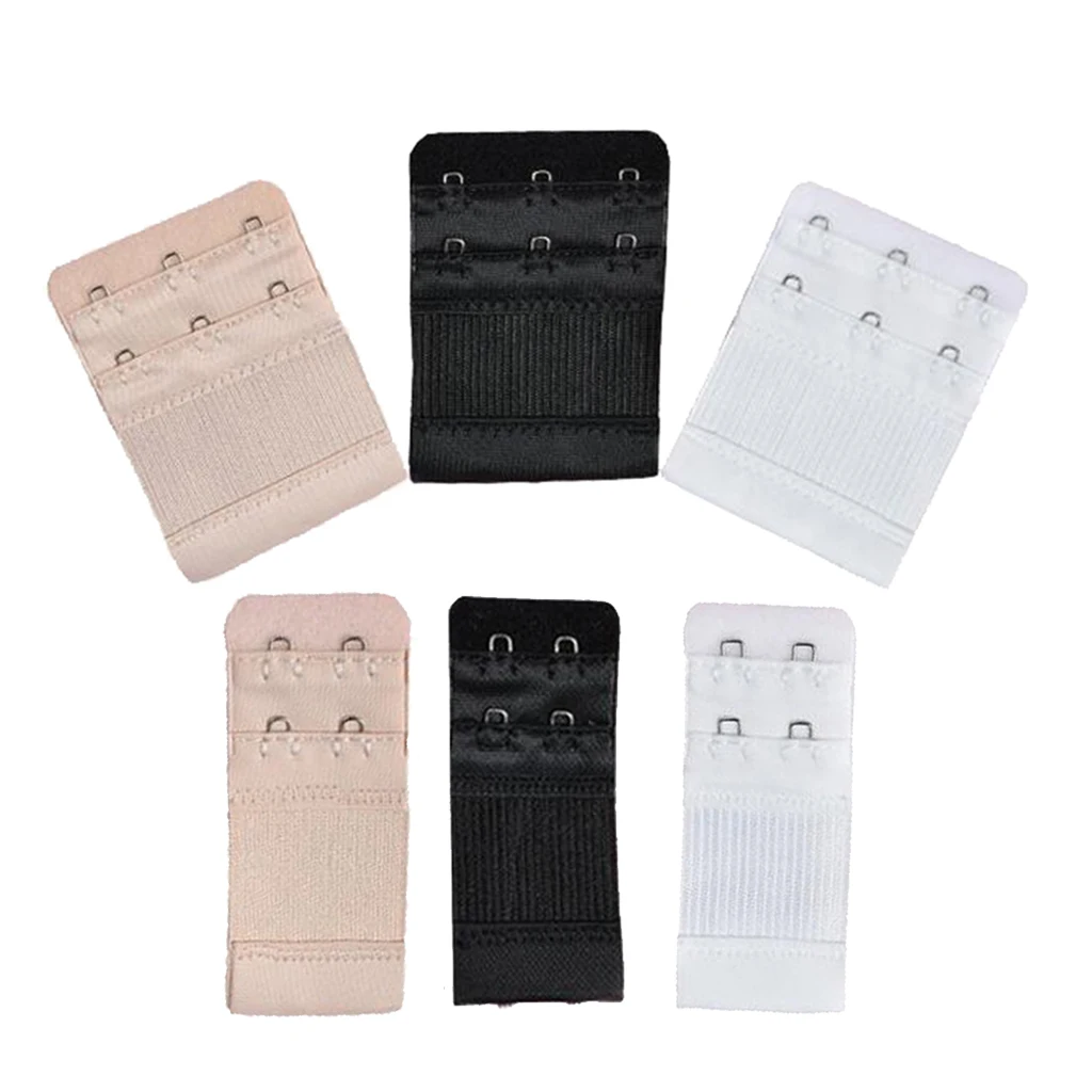 

6Pcs Bra Straps Extenders Replacements Elastic Adjustable Back Clip on 2 Row 2/3 Hooks Accessories