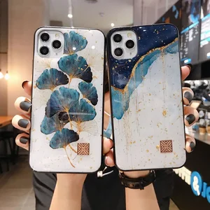 10pcs luxury gold foil phone case for iphone 11 12 pro max mini xs x xr 7 8 6 6s plus se 2020 shockproof tree leaf cases cover free global shipping