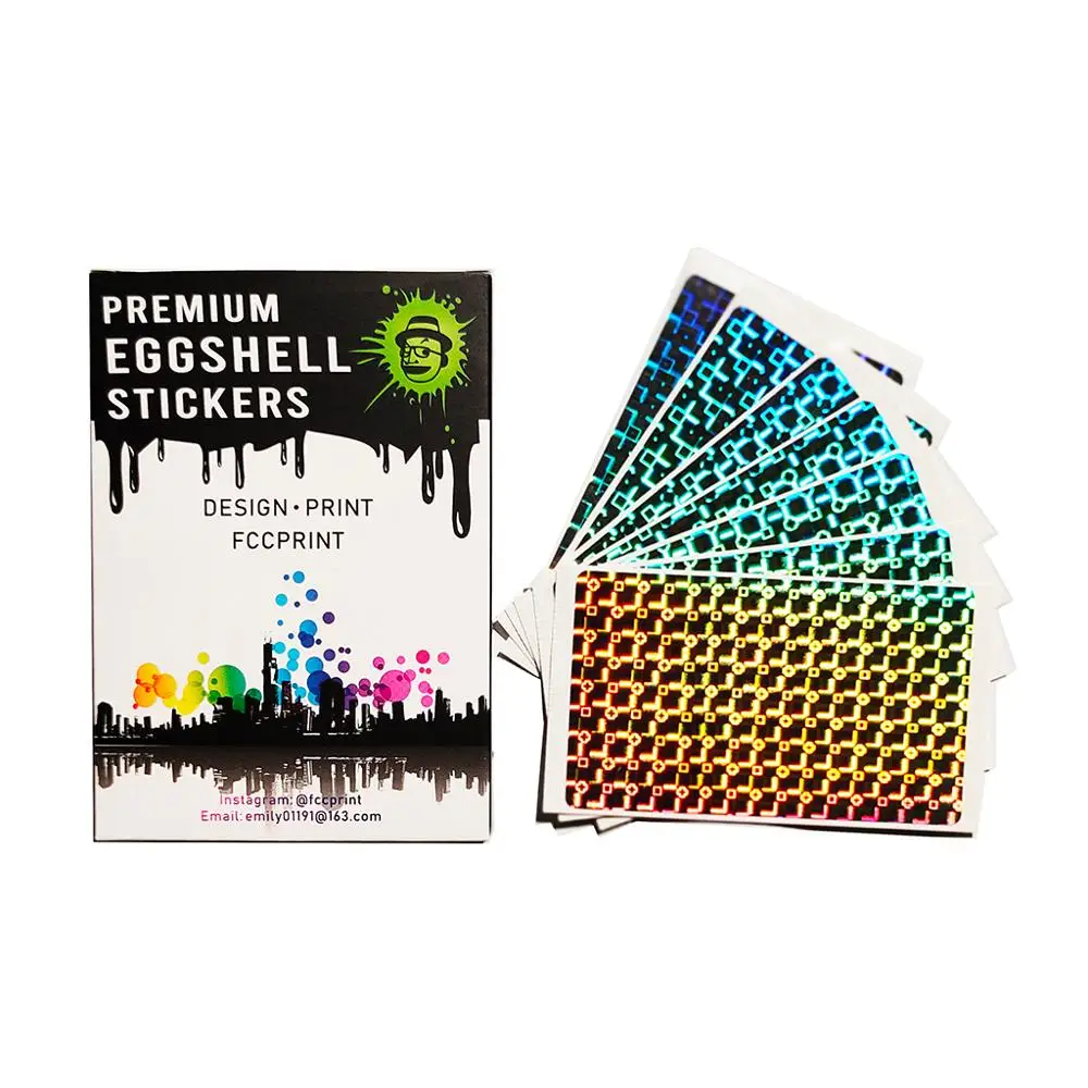 

Blank Square Hologram Eggshell Stickers for Graffiti Street Art Stickers Size 3.937"x2.36"