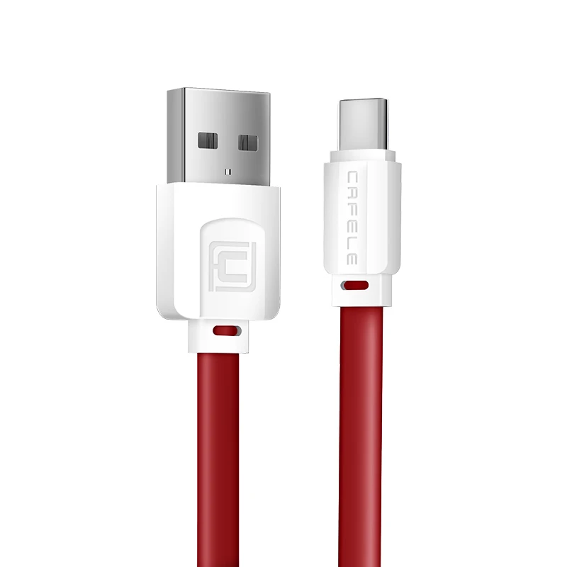 Cafele usb type-C кабель для Xiaomi 8 плоский кабель type-C для huawei P20 быстрая передача данных зарядное устройство type C для Xiaomi 8 SE - Цвет: Красный